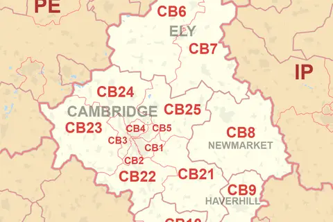 Map: Cb Postcode Area Map