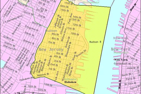 Map: Census Bureau Map of Hoboken New Jersey