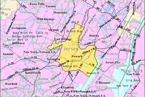Map: Census Bureau Map of Newark New Jersey