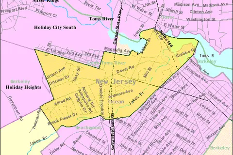 Map: Census Bureau Map of South Toms River New Jersey