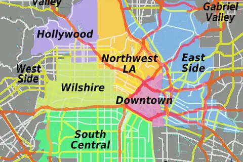 Map: Central Los Angeles Wv Map