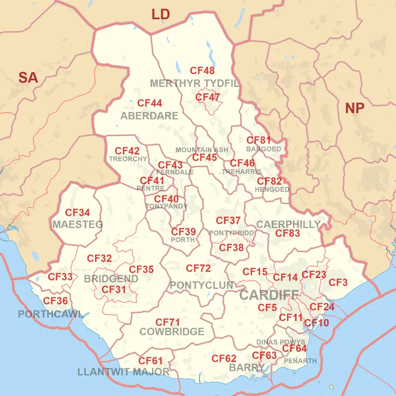 Map: Cf Postcode Area Map