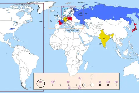 Map: Chemical Element Place Names World Solar System Map
