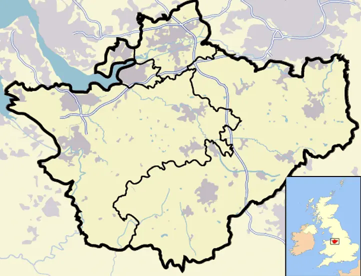 Map: Cheshire Outline Map with Uk 2009