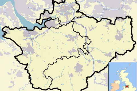 Map: Cheshire Outline Map with Uk 2009