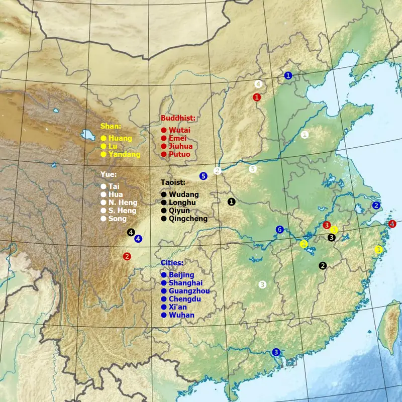 Map: China Great Mountains Map