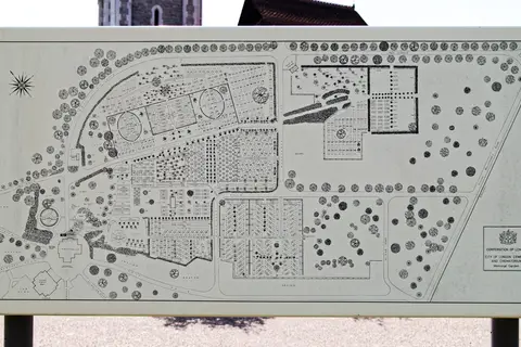 Map: City of London Cemetery Memorial Garden Map Information Board Newham England 2