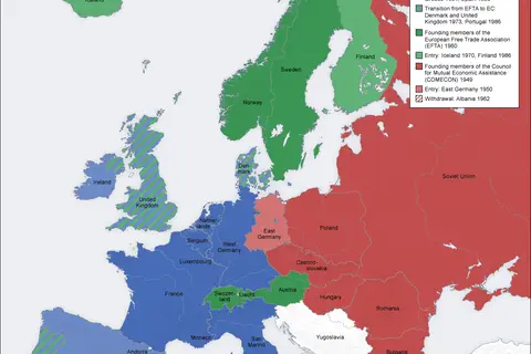 Map: Cold War Europe Economic Alliances Map En
