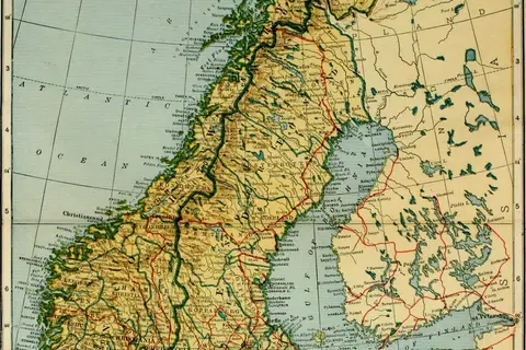 Map: Colliers 1921 Norway Map of Norway and Sweden