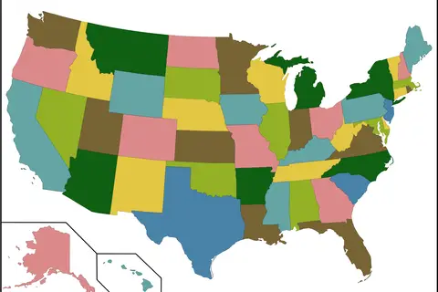 Map: Color Us Map with Borders