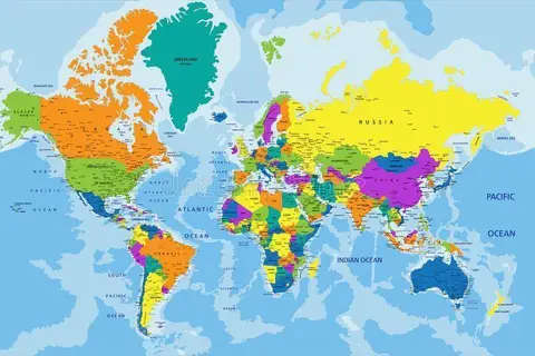 Map: Colorfulworldpoliticalmaplabelingclearlylabeledseparatedlayersvectorillustration55855537