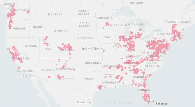 Map: Comcast Internet Availability Map