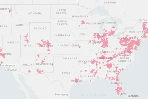 Map: Comcast Internet Availability Map