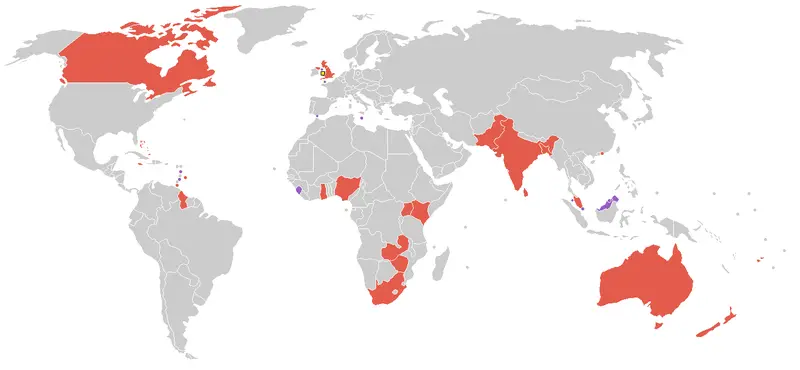 Map: Commonwealth Games 1958 Countries Map