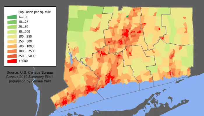 Map: Connecticut Population Map