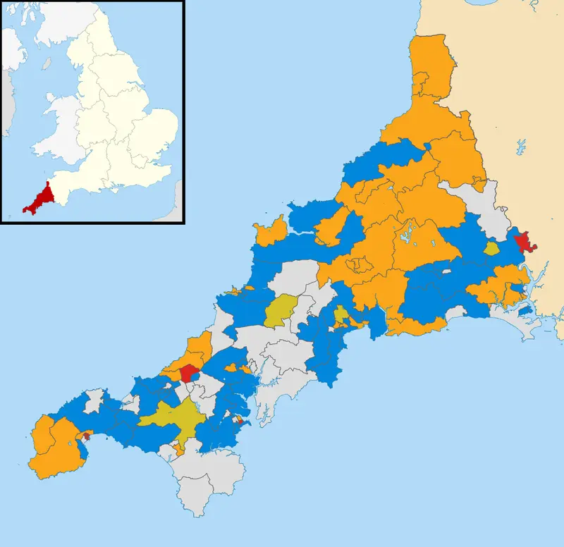 Map: Cornwall Council Political Divisions May 2017 Map