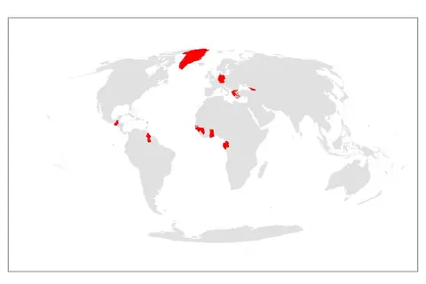 Map: Countries beginning with the letter G