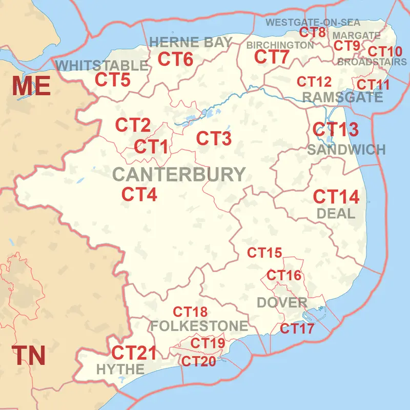 Map: Ct Postcode Area Map