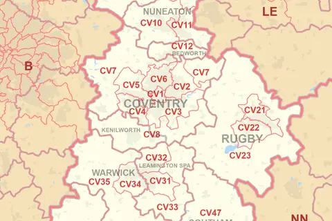 Map: Cv Postcode Area Map
