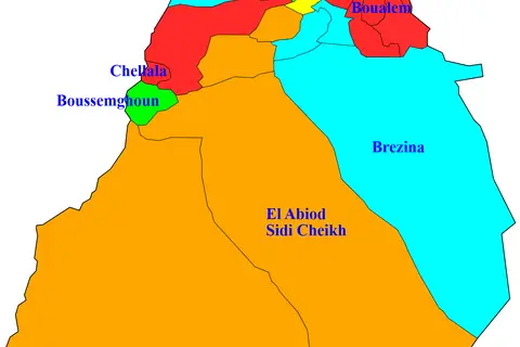 Map: Da 3200 Wilaya del Bayadh Map Dairas Names