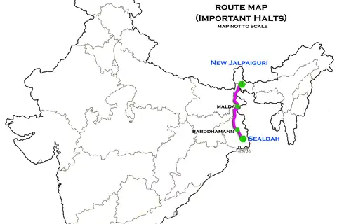 Map: Darjeeling Mail Sealdah New Jalpaiguri Route Map