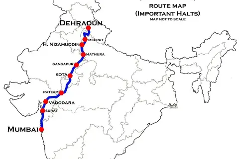 Map: Dehradun Express Bandra Dehradun Route Map