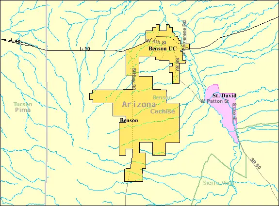 Map: Detailed Map of Benson Arizona