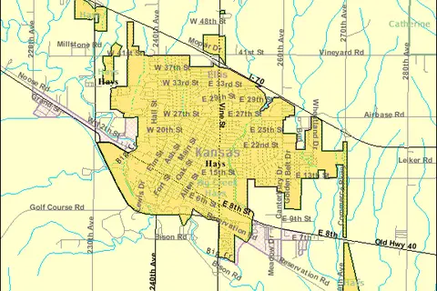 Map: Detailed Map of Hays Kansas