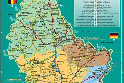 Map: Detailed map of Luxembourg and its regions and main towns/villages