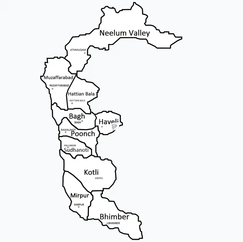 Map: District Map of Azad Kashmir