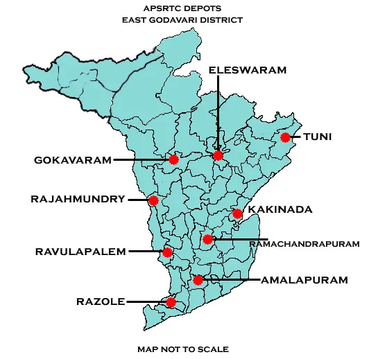 Map: East Godavari District Apsrtc Depot Map