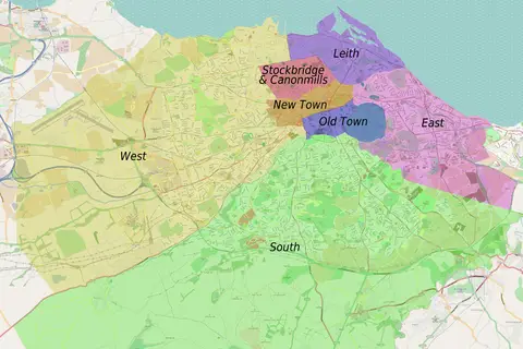 Map: Edinburgh Districts Map Osm