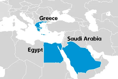 Map: Egypt Greece Saudi Arabia Map