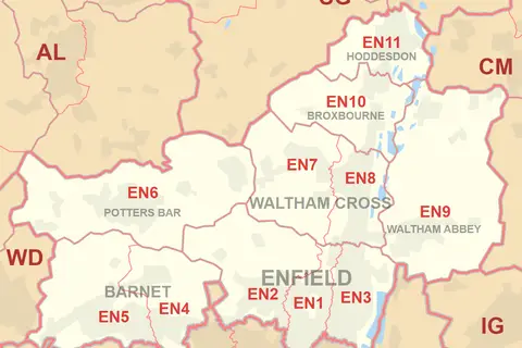 Map: En Postcode Area Map