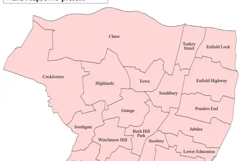 Map: Enfield London Uk Labelled Ward Map 2002