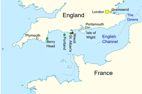 Map: English Channel Location Map Halsewell
