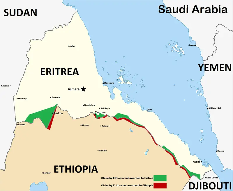 Map: Eritreanethiopian War Map 1998
