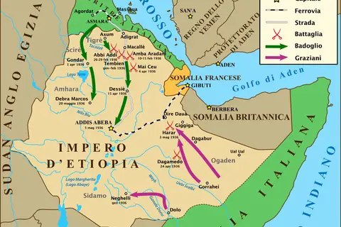 Map: Ethiopia War Map May 1936 It