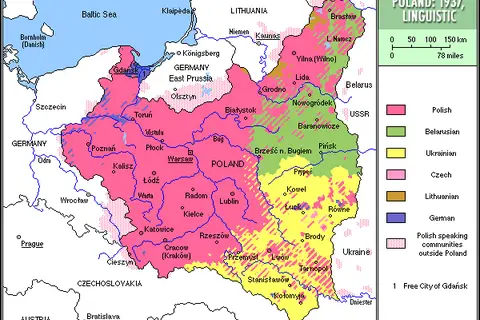 Map: Ethno-linguistic map of the Second Polish Republic, 1937