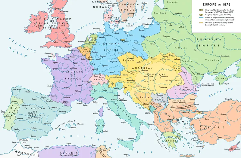 Map: Europe 1878 Map En