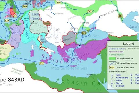 Map: Europe 843Ad Viking Incursions Map