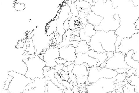 Map: Europe Blank Political Border Map