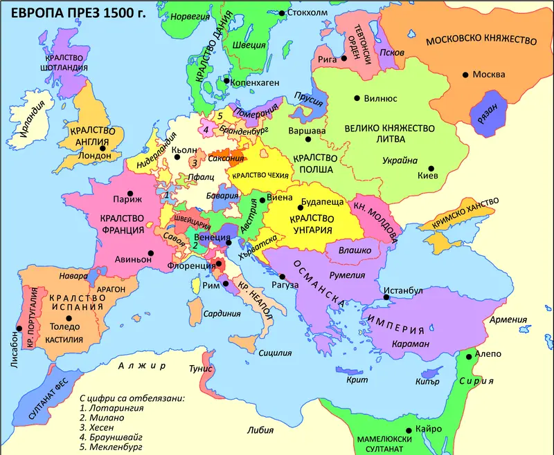 Map: Europe Bul Map 1500