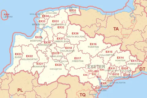 Map: Ex Postcode Area Map