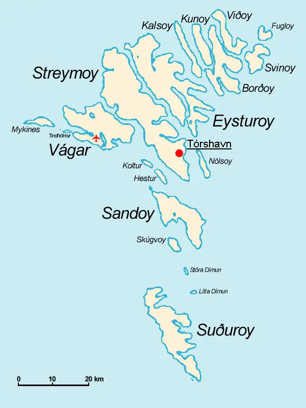 Map: Faroe Islands Map with Island Names