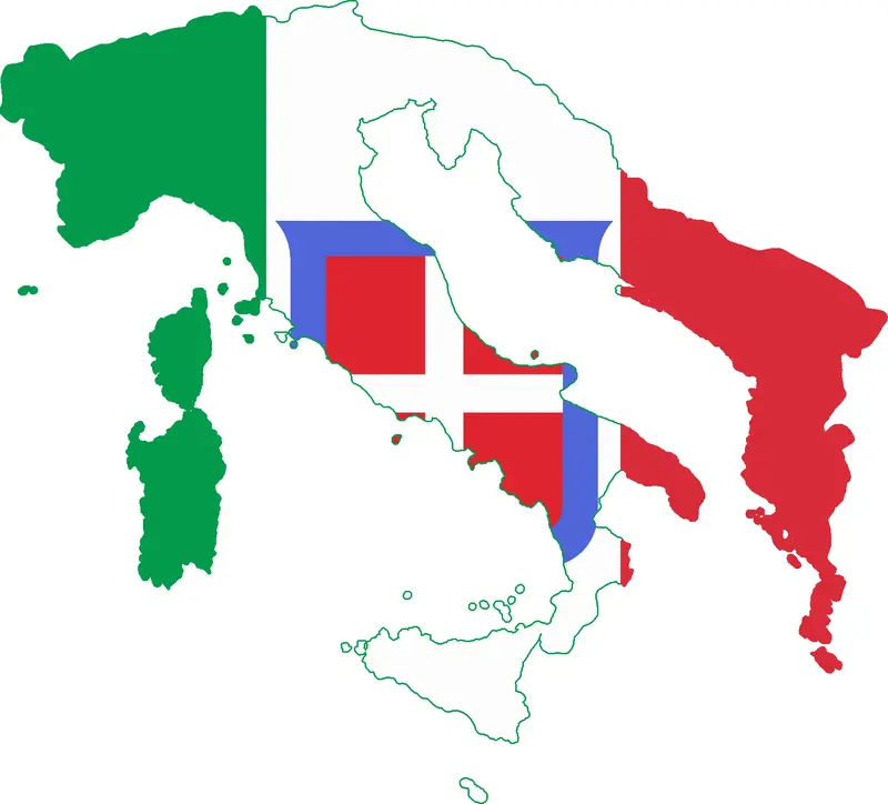 Map: Flag Map of Greater Italy Kingdom of Italy