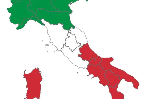 Map: Flag Map of Italy with Regions