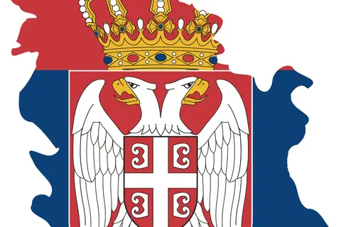 Map: Flag Map of Serbia with Kosovo