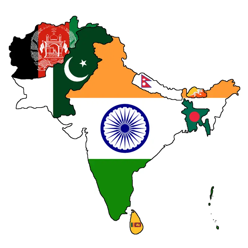 Map: Flag Map of the Indian Subcontinent