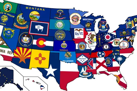 Map: Flag Map of the United Statessubdivisions